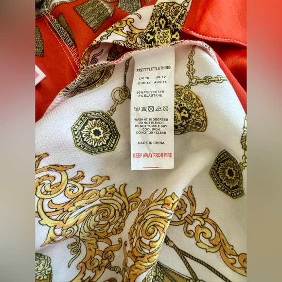 NWT Pretty Little Things Women’s Orange Long Sleeve Button Up Dress US Size 12 - Picture 9 of 9
